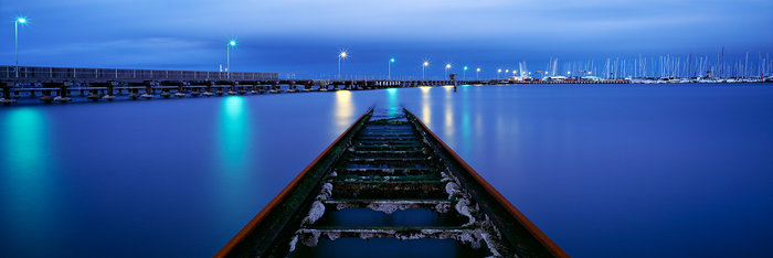 Middle Brighton Baths at sunrise on an overcast morning - Melbourne East, Victoria