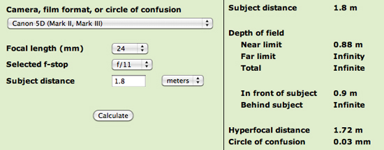 Depth of Field Calculator